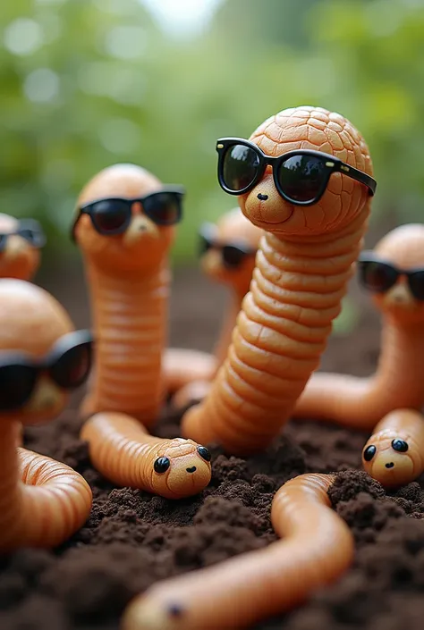 Earthworms wearing sunglasses