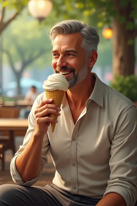 Man eating ice cream
