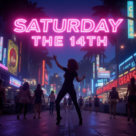 The thumbnail features a vibrant and electrifying depiction of a Miami nightlife scene. The background showcases a bustling Miami street at night with neon lights and glowing palm trees, capturing the essence of a lively party atmosphere. The scene is anim...