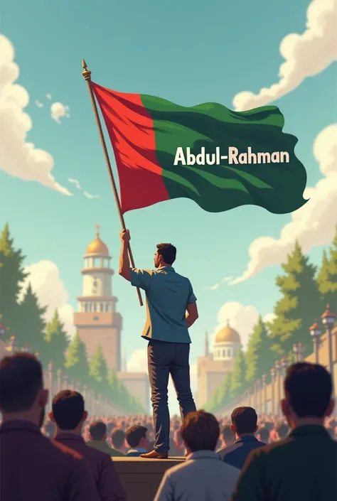 Shehe hanged the flag written ABDUL-RAHMAN