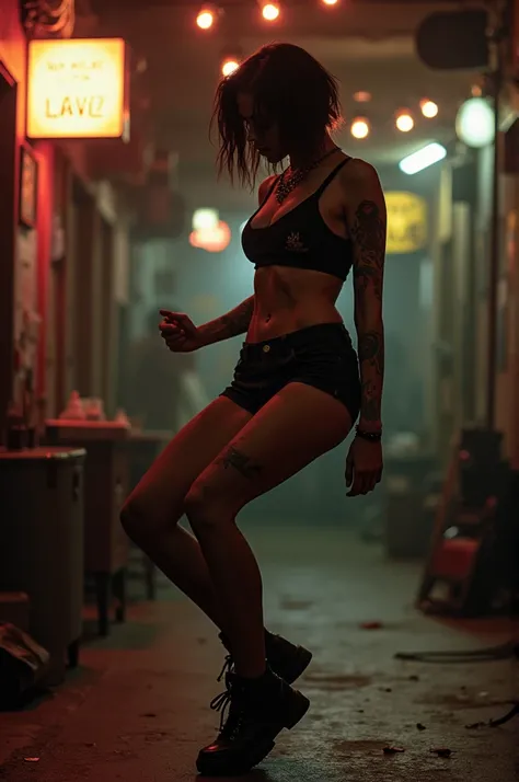 Alt tomboy girl dancing provocatively