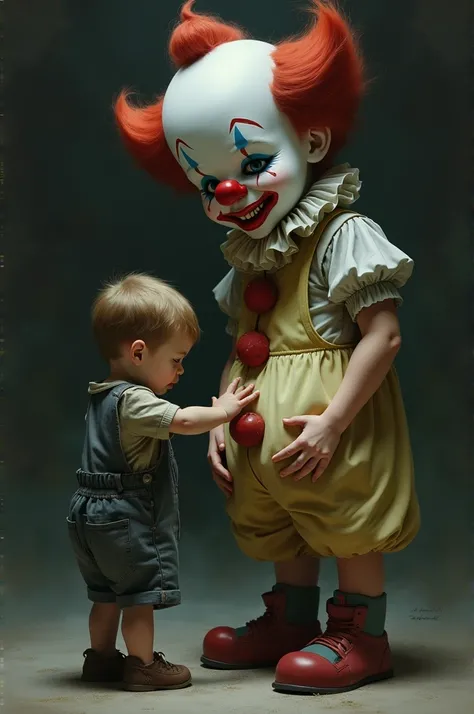 Boy massaging a clowns butt