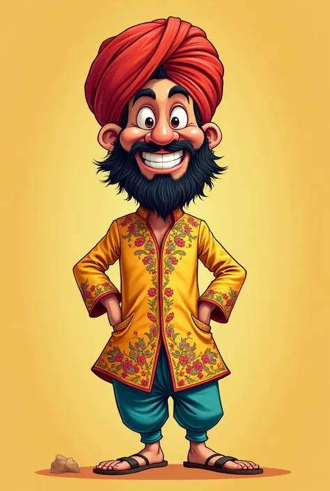 Funny Cartoon Man wearing Panjabi