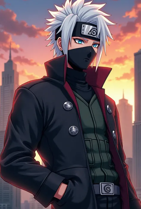 Give me an anime character mixing the physical attributes of the following characters: Satoru Gojō ,Jiraiya,Kakashi Hatake, Silvers Rayleigh ,Kisuke Urahara.  Bringing out the best in each character and that the result is a unique and individual character 