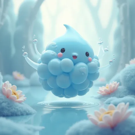 cute little fluffy chubby blue jelly creature