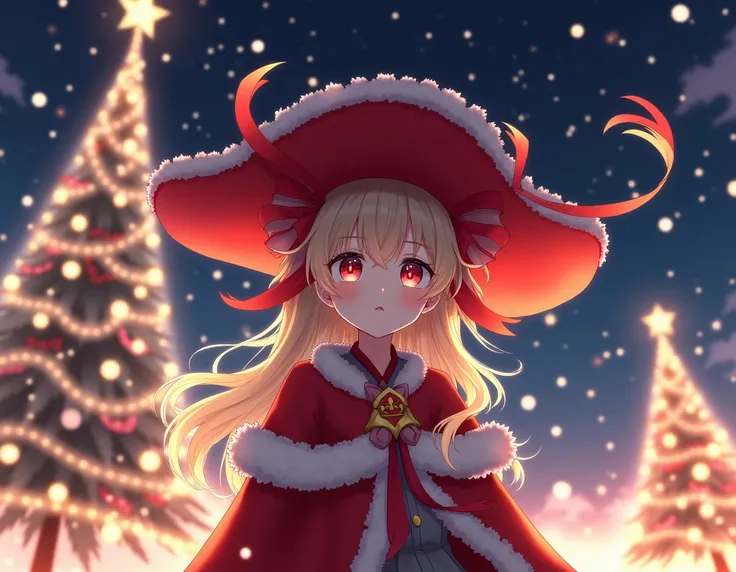 (masterpiece),( best quality :1.0), ( super high resolution:1.0), Detailed illustrations, 8K, Wear a big red hat for Christmas in Japan , masterpiece, 戴着宽大的红色帽子, Exquisite hat,  best quality ,(Wanderer:1.2), Widescreen, ( genshin shock ), Sexy Female Focus...