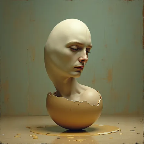 egg turns into human head, in Dali style