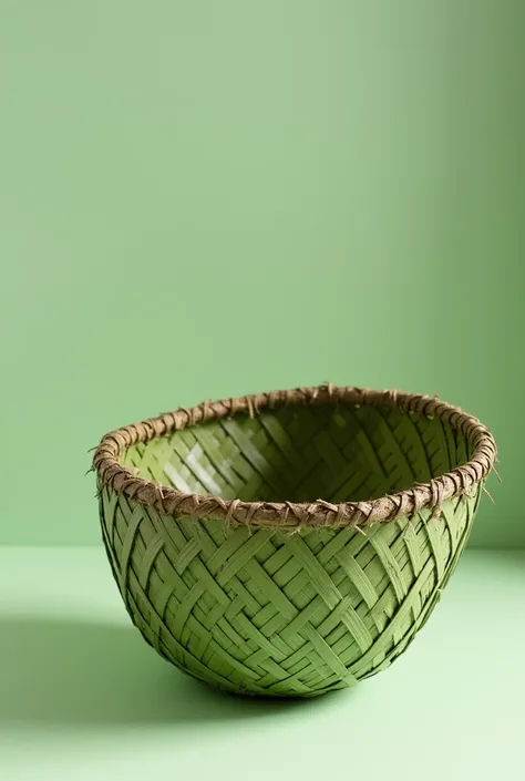 A raw Coconut leaf basket green coloured one 
