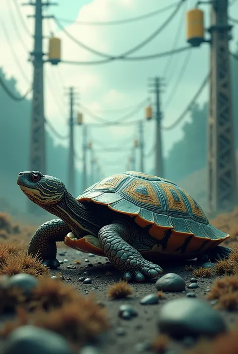 A turtle and a electric power 