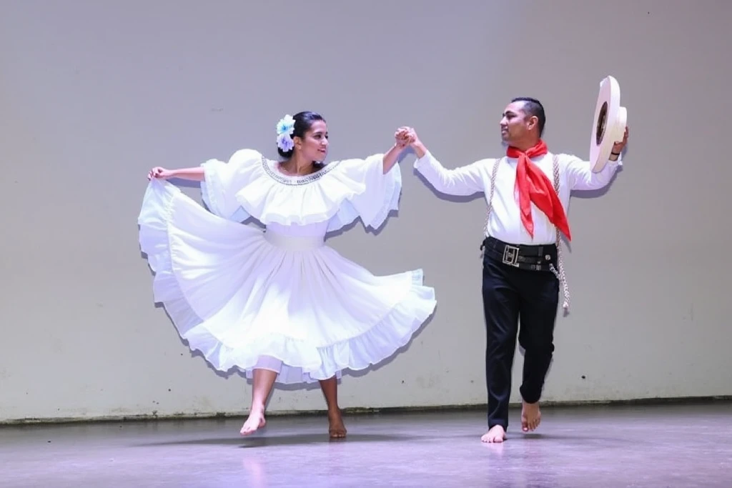  Use the reference but be creative , Its the cover of a song . hello,  I composed a song ,  about the festivities in my land .  I must design a cover that represents our folk dance of Caquetá ,  called the Sanjuanero .  This cover will be the cover of the ...