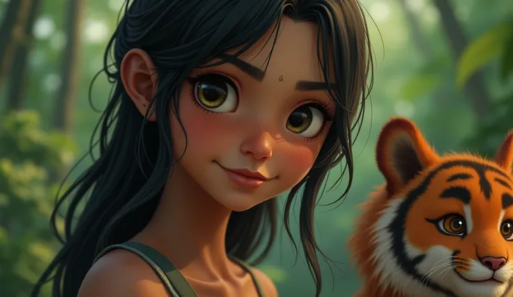 Young Indonesian woman in her 20s who is poor but has incredible courage to protect her best friend,  of a tiger named Star .
 appears older than its years due to the hardships of life .
thin body, mature sawo brown skin ,  long black hair that is often ti...