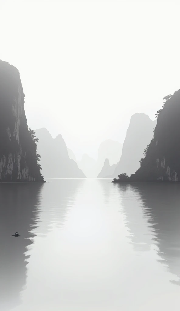 Colorless painting of Halong Bay