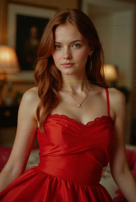 Beautiful girl in a red dress