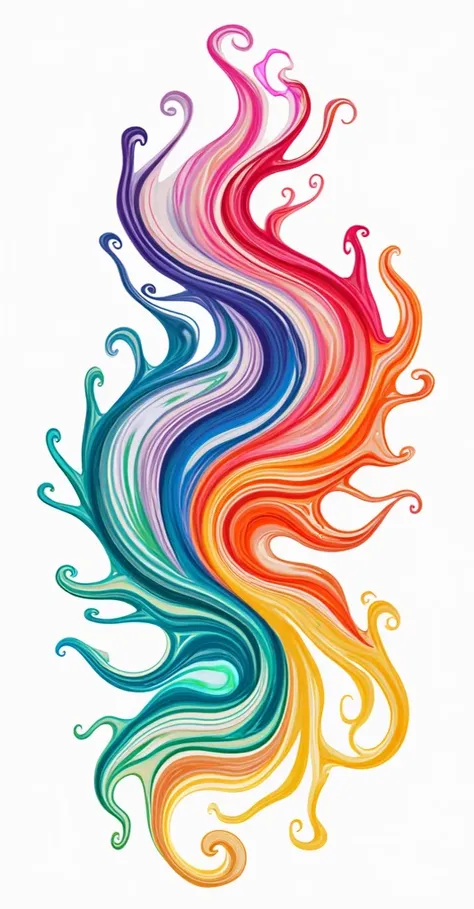 Abstract pattern of swirling, colorful shapes.  A vibrant mix of rainbow colors—red, orange, yellow, green, blue, indigo, and violet—are arranged in flowing, organic shapes and patterns that blend and intersect. The colors are bold and saturated, creating ...