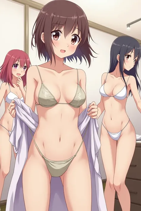 Anime girls in underwear changing clothes