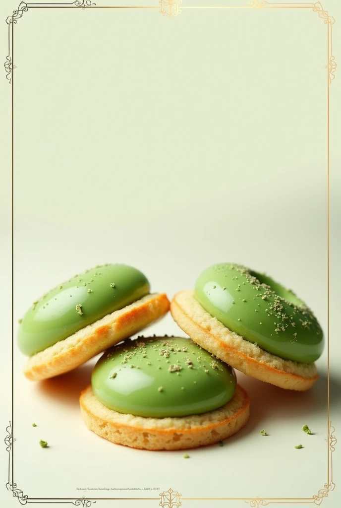 Flyer designs with 3 pastry food with matcha fillings