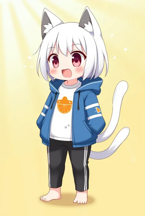 • Character name ： • Winter Gear ：Three cat tails， Orange • Tail 。 • Coat ： White ，Half a lovely orange pattern printed on the chest with gray spots 。 • Ears ： White ， with a touch of gray on the tip of the right ear 。 • Eyes ： Left Eye Red ， Right Eye Pur...