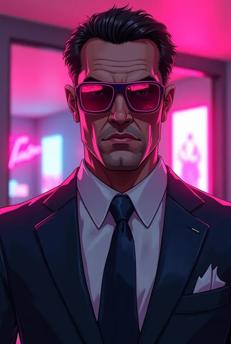 A GTA vice theme gangster man pink shades full image