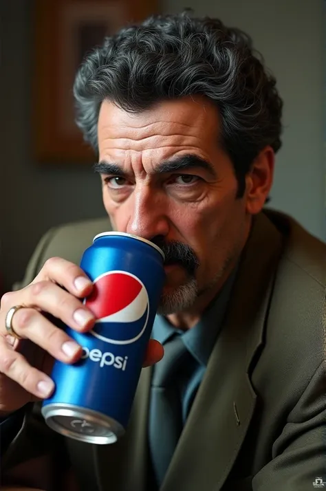 Saddam Hussein drinks Pepsi with real features
