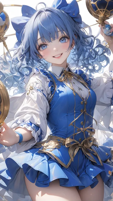      high definition   , masterpiece,    解剖学的にAccurate  , Accurate,  top quality,      high definition   model,    high detail,   青い髪で非常に詳細な,  Ultra-  high definition ,  textured skin,   cute magician girl with blue hair and very detailed  ,  Blue Curly Ha...