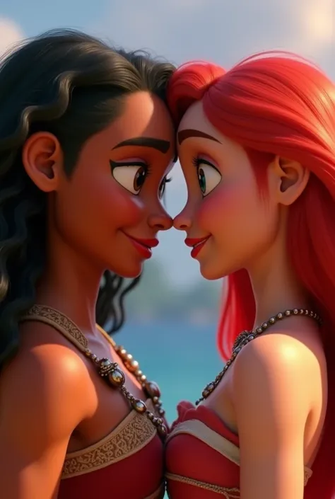 An image of Moana and Ariel plus Pixar version close up