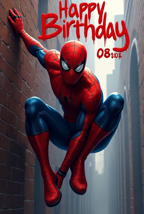 I liked the image of Spider-Man in the invitation but I want to improve the text .
Centrally on the top wall place Birthday 
The text can remain on the device that was left but placed in a centralized manner 
LORENZO
I want you to include the phrase s
And ...