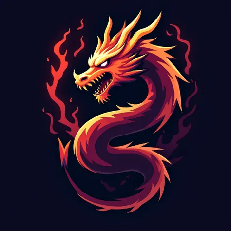 Design an eSports-style logo showcasing a dragon. Highlight its fierce and mythical nature with clean, bold shapes and dynamic curves. Use fiery colors like red, gold, and black or a neon green and purple palette for a futuristic vibe. Avoid overcomplicate...