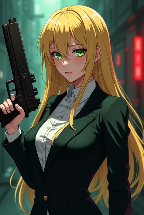 Cool Badass, ,mafia,yuzu aihara from citrus, shooting,green eyes, blonde hair,anime