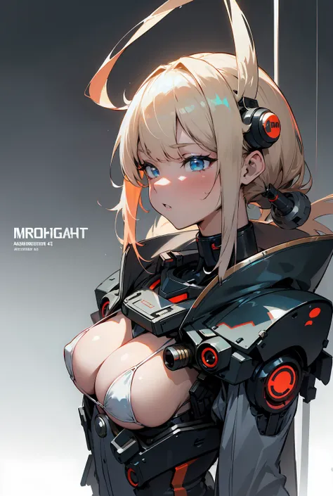 dark_fantasy, cyberpunk, ( top quality, masterpiece),white,Blond bob hair blue eyes blue micro bikini girl,Mechanical Wonders ,The presence of robots, Cybernetic Guardian,Wearing a cybernetic jacket,city,  top qualityのデジタルアート,  Amazing Art , wallpaper 4k, ...