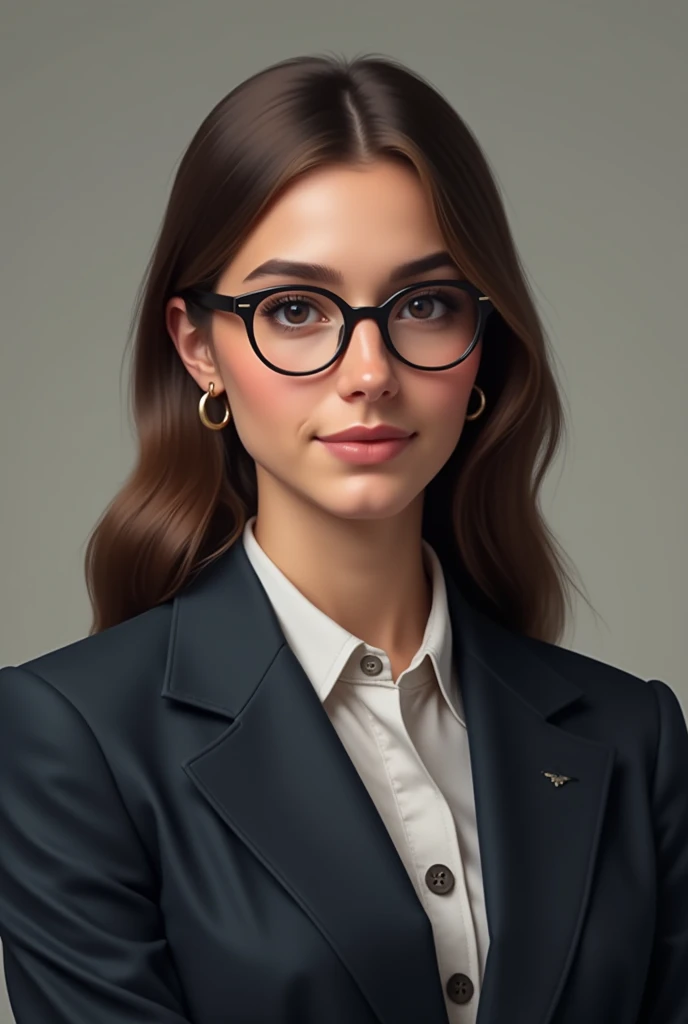  25-year-old Italian with round glasses,  with straight hair , lawyer portrait 