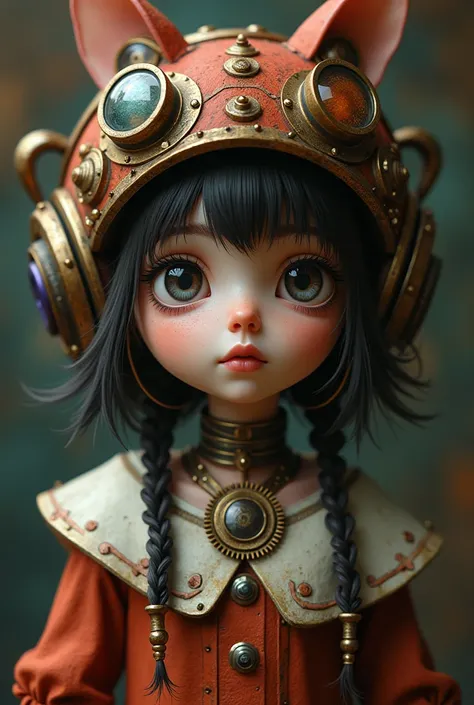  general plan , anatomically correct full body , A whimsical steampunk girl with ADHD  , gears and intricate mechanisms, copper and brass accents,  vibrant colors, fantastic elements, detailed portrait,  dramatic lighting, atmósfera sur realistic , arte di...