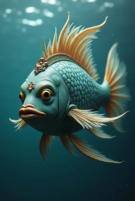 Image of fish in which head is of mahadev and fin is ganesh