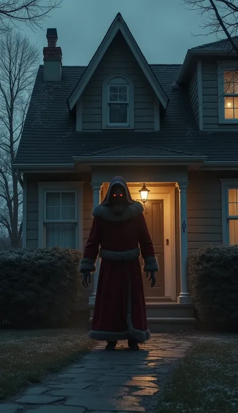 evil santa entering house 