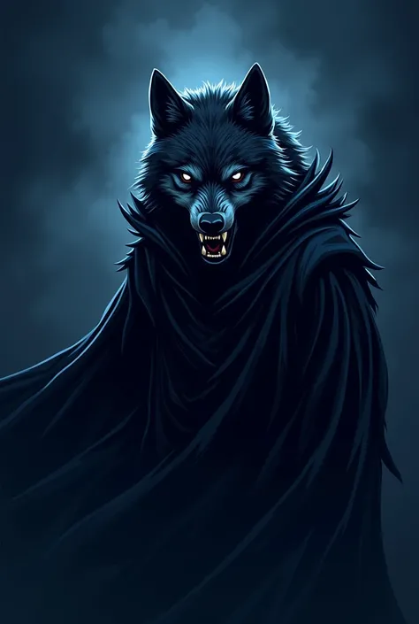 A wolf alpha that looks like a grim reaper esport logo with a name ALPHAS GRIM
with color of black and blue navy