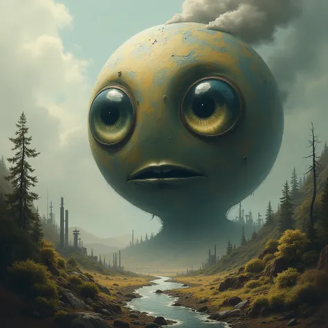 A planet has eyes （slips） 
 There is a lot of pollution and destruction on the planet