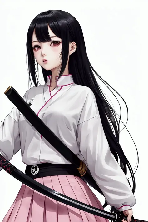 anime, modern girl, Digital art, Delicate and unstable line drawing, wielding an oversized giant katana, Modern clothing, coloful, Spectacular backdrop,