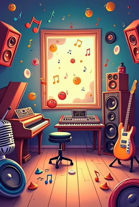 Cartoon music studio background 