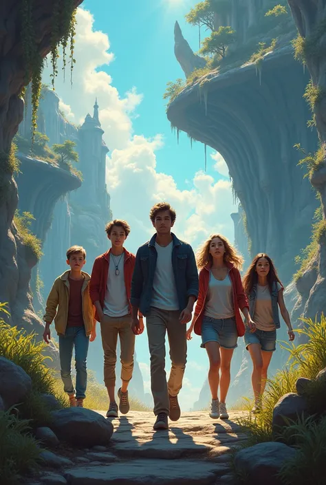 movie poster 5 best friends 3 boys 2 girls exploring fantasy world 