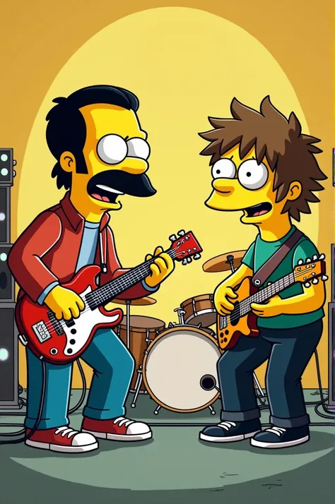 Freddy Mercury y Jonh Lennon tipo simpson