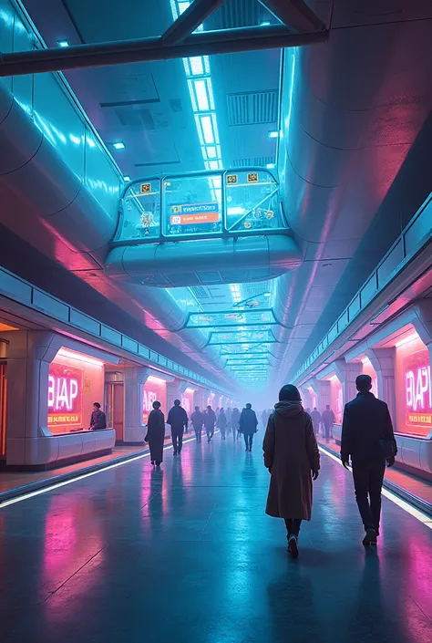  futuristic subway station. Bright colors  