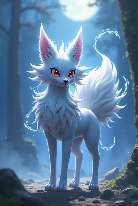 Silver Ninetails fox with ninetails