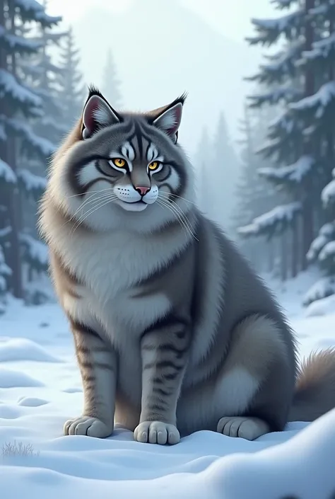  Maicoon cat, winter, Siberian atmosphere 