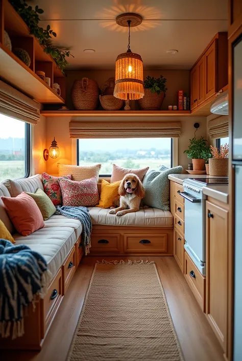 Professional High-Quality image shot with SONY ALPHA 7R V on 100mm, 16K. top photographer. full frame, highly detailed, sharp, ultrasharp image of Boho Chic – Vibrant, Cozy, and Functional

Details:

Location and Space: A 160 square foot RV designed with a...