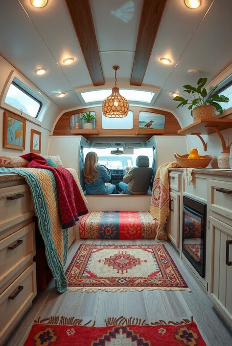 Professional High-Quality image shot with SONY ALPHA 7R V on 100mm, 16K. top photographer. full frame, highly detailed, sharp, ultrasharp image of Boho Chic – Vibrant, Cozy, and Functional

Details:

Location and Space: A 160 square foot RV designed with a...