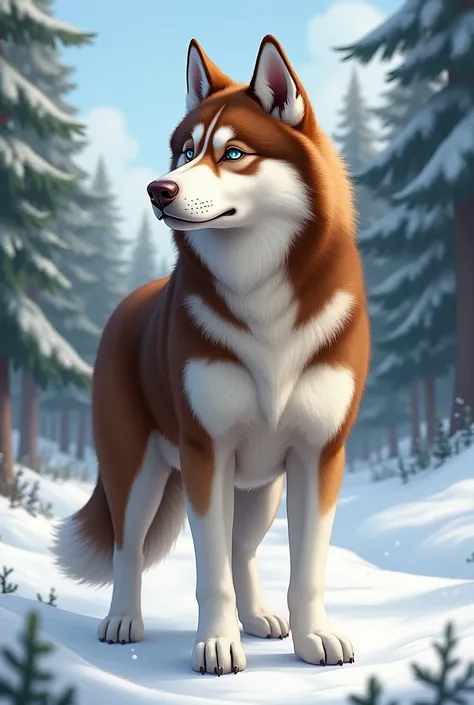 Create a husky dog with brown and white fur 