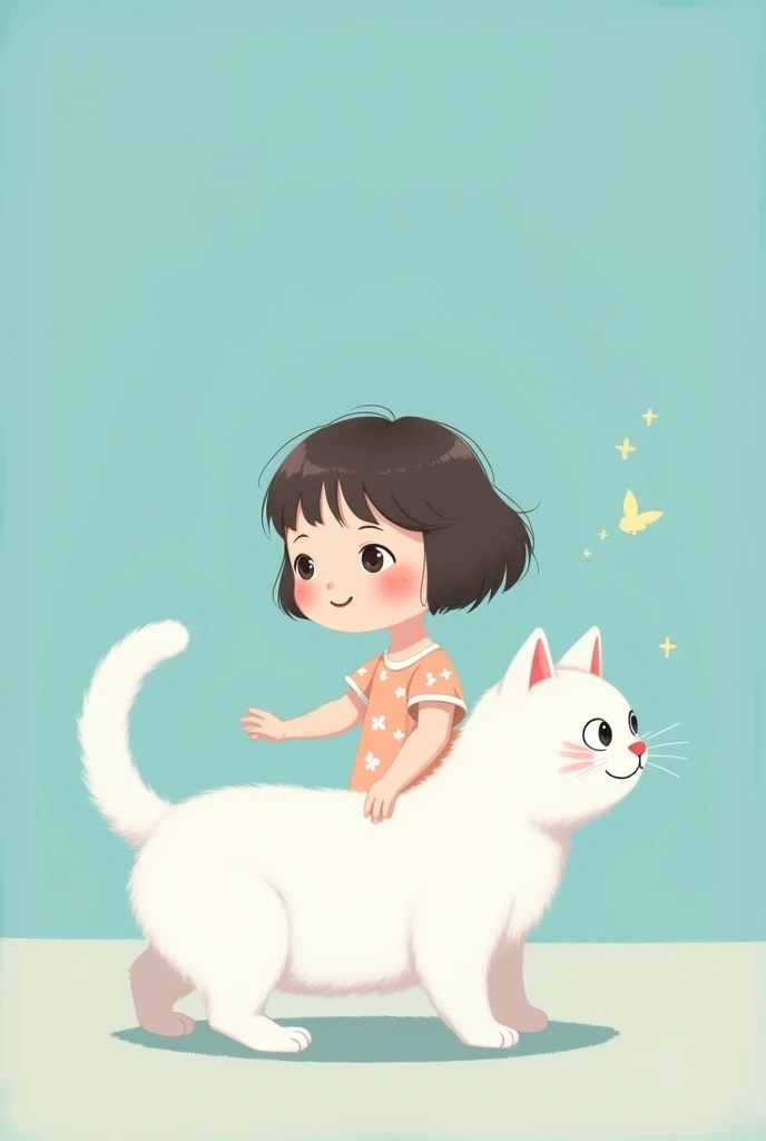  Create a animation video A little cute girl standing on a blue area and then convert her self in a cute wight cat shape.then cat start voice.