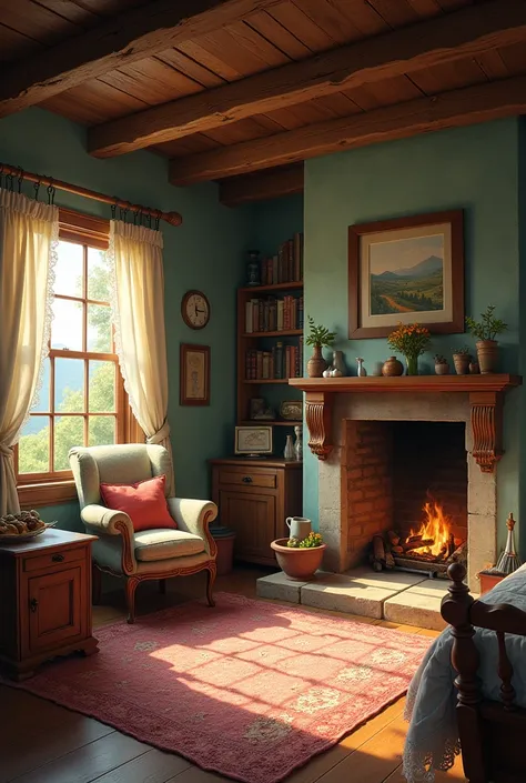 A cozy cottage room.old time one