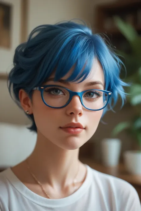 Blue Hair　Glasses　 ahe face　brainwashing