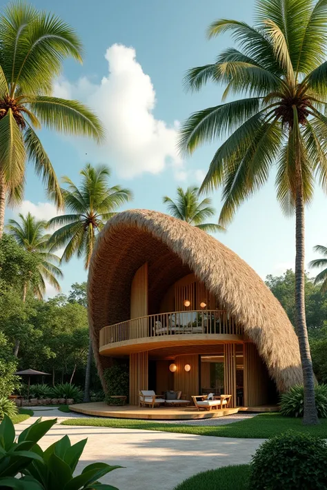 Building with coconut tree concept