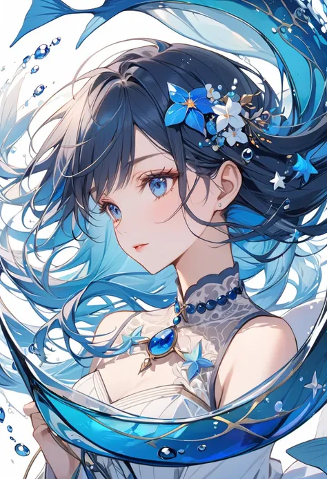 beautiful,woman,Mysterious,star座,Pisces,Pisces , marine blue,star,